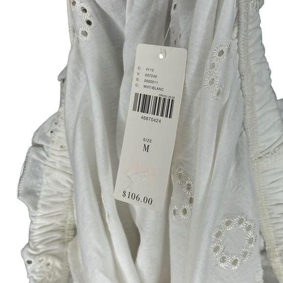 THREE DOTS Anthropologie Off Shoulder White Embroidered Blouse Women's Size Med - Picture 6 of 8